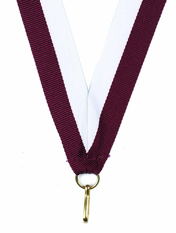 KWIK KLIP MEDAL RIBBONS - MAROON/WHITE