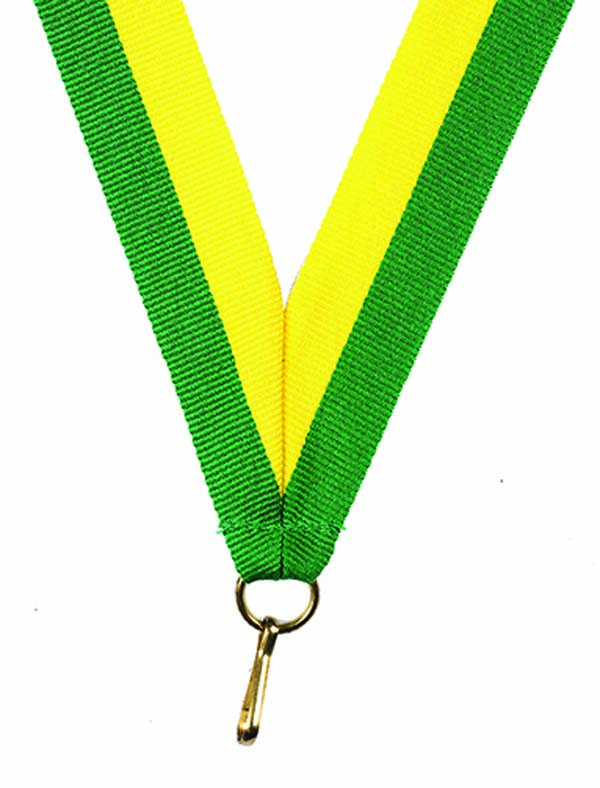 KWIK KLIP MEDAL RIBBONS - GREEN/YELLOW