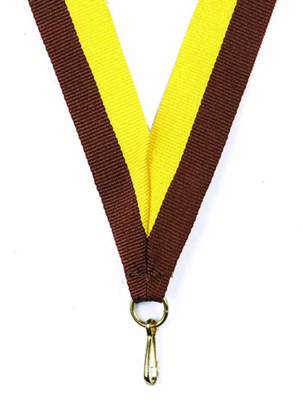 KWIK KLIP MEDAL RIBBONS - YELLOW/DARK BROWN