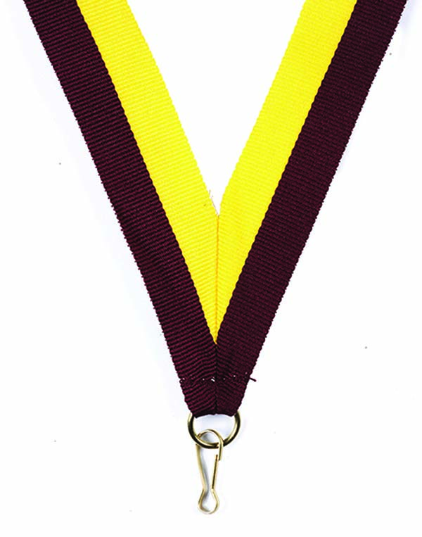 KWIK KLIP MEDAL RIBBONS - MAROON/YELLOW