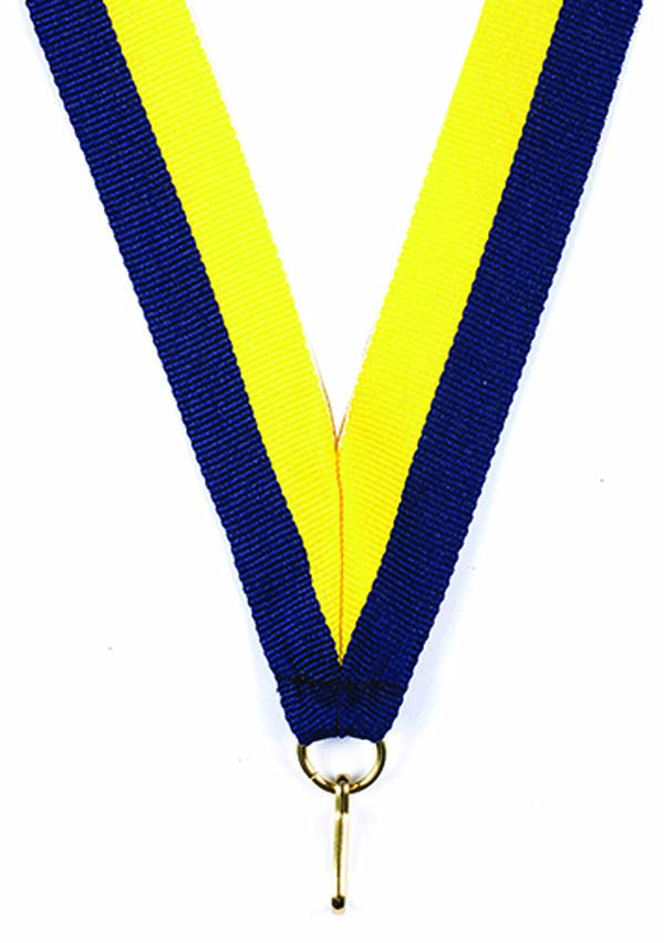 KWIK KLIP MEDAL RIBBONS - YELLOW/NAVY BLUE