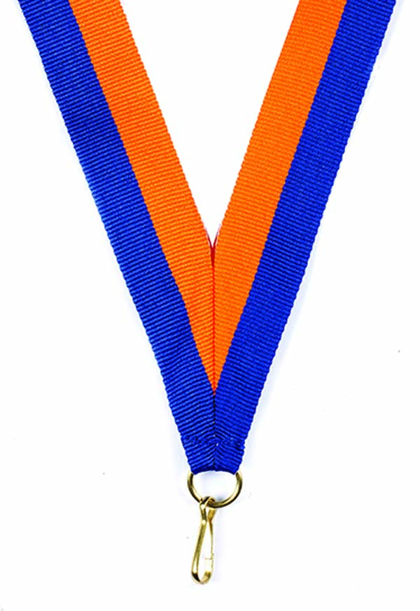KWIK KLIP MEDAL RIBBONS - ROYAL BLUE/ORANGE