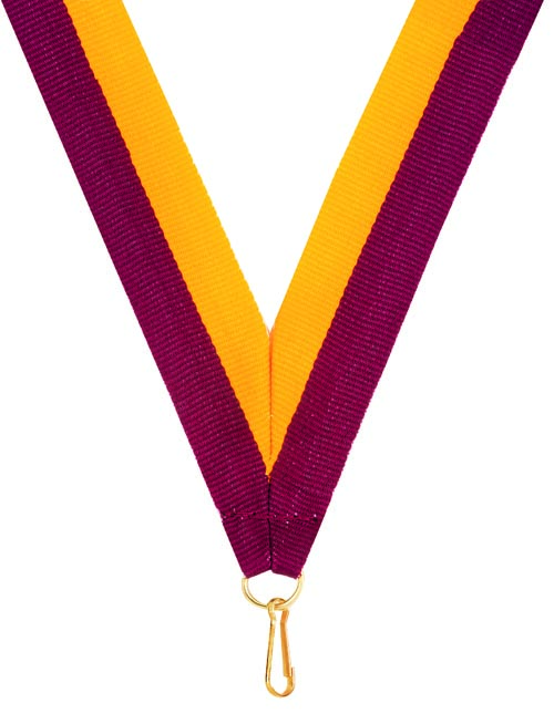 KWIK KLIP MEDAL RIBBONS - MAROON/GOLD