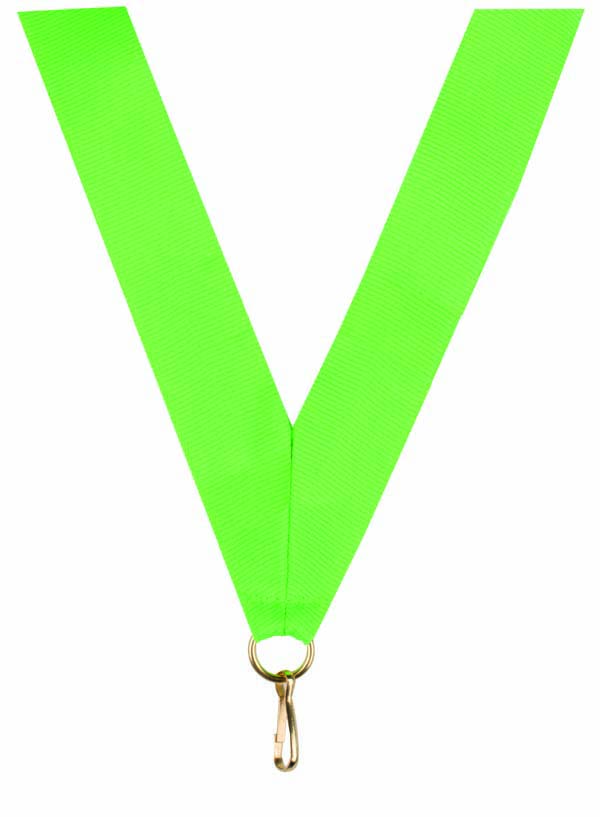 KWIK KLIP MEDAL RIBBONS - FLUORO/NEON GREEN