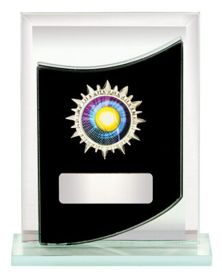 GLASS AWARD - BLACK/SILVER MIRROR WITH BASE