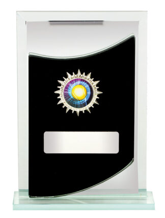 GLASS AWARD - BLACK/SILVER MIRROR WITH BASE