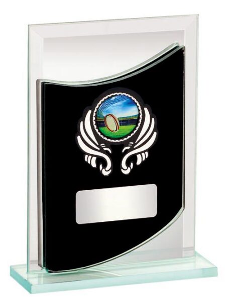 RUGBY GLASS SPORTS TROPHY - 25mm Insert