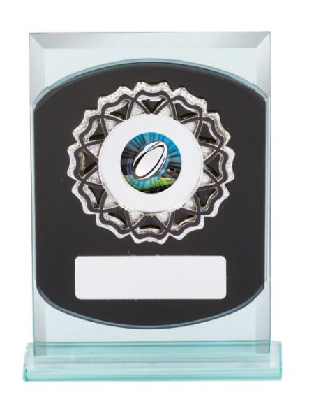 RUGBY GLASS SPORTS TROPHY - 25mm Insert