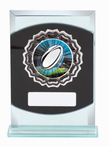 RUGBY GLASS SPORTS TROPHY - 50mm Insert