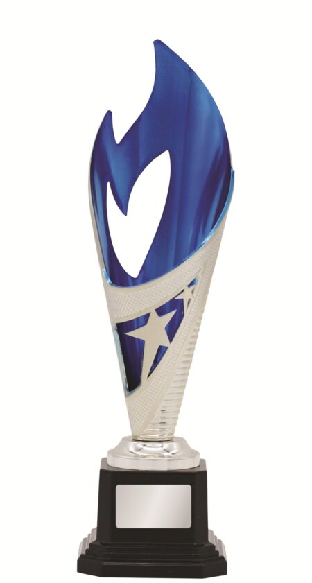 PLASTIC CUP TROPHY -  250mm - SILVER/BLUE