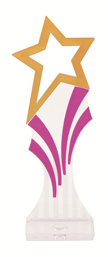 STAR BACKDROP - SQUARE BASE - CLEAR/GOLD/FUCHSIA