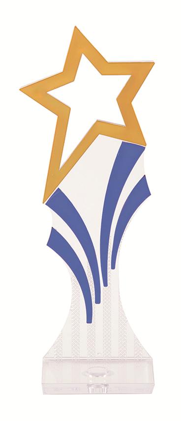 STAR BACKDROP - SQUARE BASE - CLEAR/GOLD/BLUE