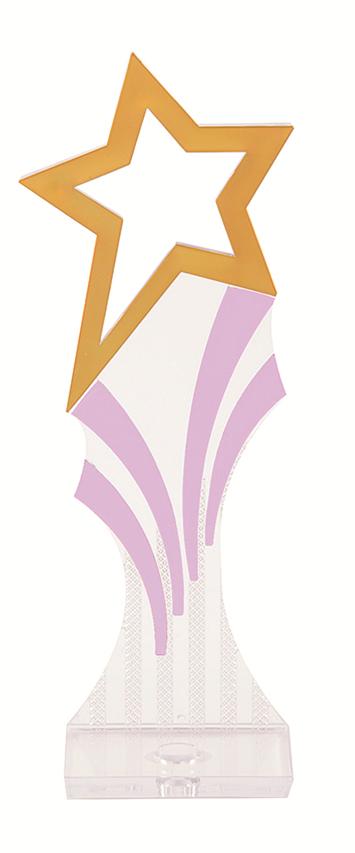 STAR BACKDROP - CHAMFERED BASE - CLEAR/GOLD/PINK