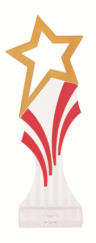 STAR BACKDROP - SQUARE BASE - CLEAR/GOLD/RED