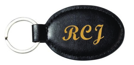 BLACK LASERETTE KEYCHAIN - OVAL