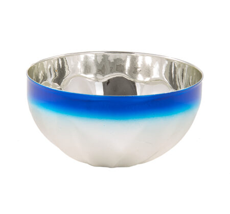 140mm METAL BOWL - SILVER/BLUE
