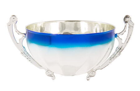 80mm DIA METAL CUP - SILVER/BLUE