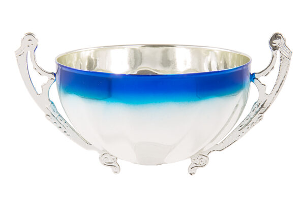 80mm DIA METAL CUP - SILVER/BLUE