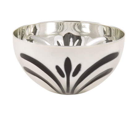 80mm DIA METAL BOWL - SILVER/BLACK
