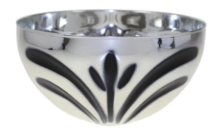 140mm DIA METAL BOWL - SILVER/BLACK
