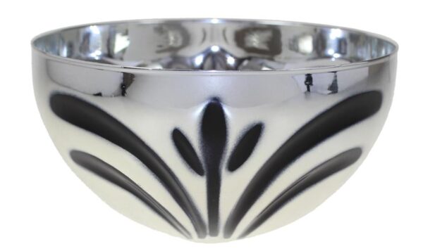 140mm DIA METAL BOWL - SILVER/BLACK