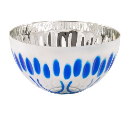 120mm DIA METAL BOWL - SILVER/BLUE