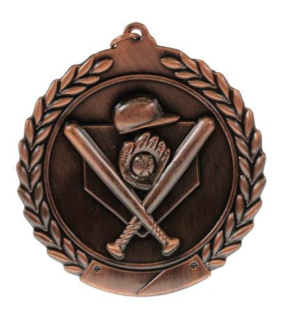 70mm SCULPTED MEDAL - BASEBALL - BRONZE