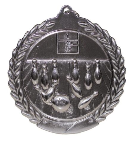 70mm SCULPTED MEDAL - TEN PIN - ANTIQUE SILVER