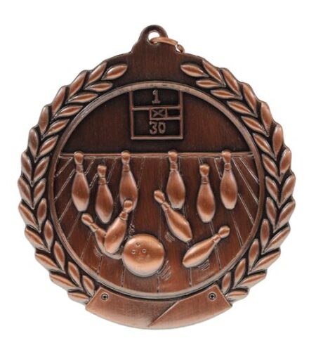 70mm SCULPTED MEDAL - TEN PIN - BRONZE