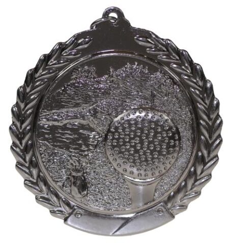 70mm SCULPTED MEDAL - GOLF - ANTIQUE SILVER