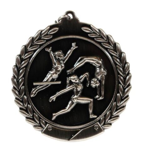 70mm SCULPTED MEDAL - FEMALE GYMNASTICS - ANTIQUE SILVER