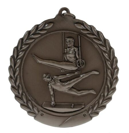70mm SCULPTED MEDAL - MALE GYMNASTICS - ANTIQUE SILVER