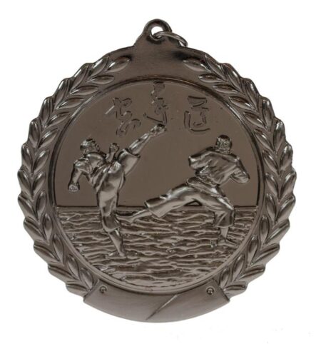 70mm SCULPTED MEDAL - KARATE - ANTIQUE SILVER