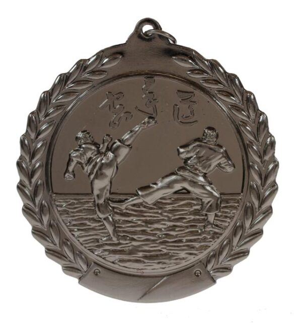 70mm SCULPTED MEDAL - KARATE - ANTIQUE SILVER