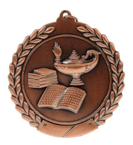 70mm SCULPTED MEDAL - LAMP OF KNOWLEDGE -BRONZE