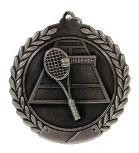 70mm SCULPTED MEDAL - TENNIS - ANTIQUE SILVER