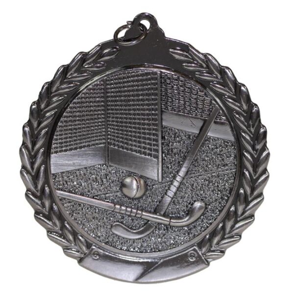 70mm SCULPTED MEDAL - HOCKEY - ANTIQUE SILVER