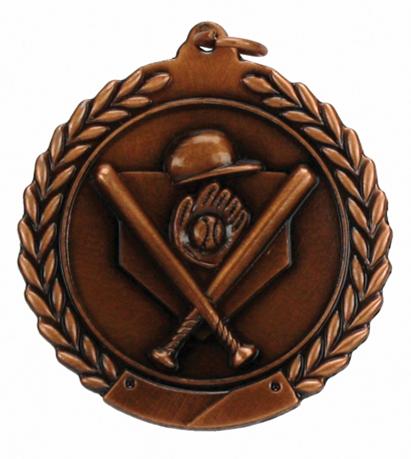 45mm SCULPTED MEDAL - BASEBALL - BRONZE