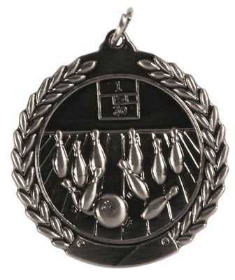45mm SCULPTED MEDAL - TEN PIN - ANTIQUE SILVER