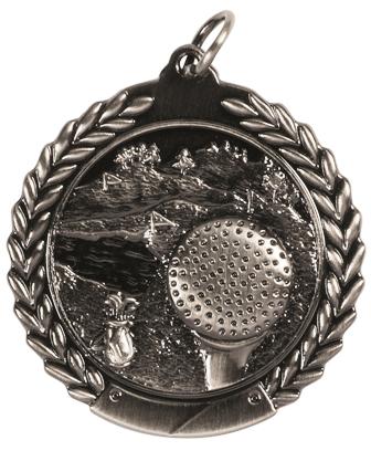 45mm SCULPTED MEDAL - GOLF - ANTIQUE SILVER