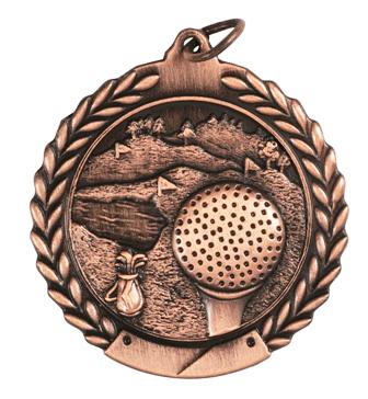 45mm SCULPTED MEDAL - GOLF BRONZE