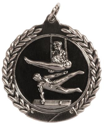 45mm SCULPTED MEDAL - MALE GYMNASTICS - ANTIQUE SILVER