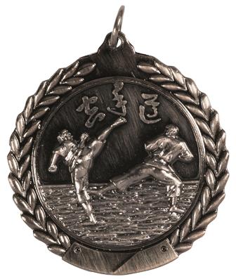 45mm SCULPTED MEDAL - KARATE - ANTIQUE SILVER