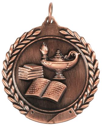 45mm SCULPTED MEDAL - LAMP OF KNOWLEDGE - BRONZE