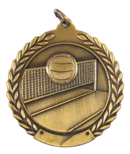 45mm SCULPTED MEDAL - VOLLEYBALL - ANTIQUE GOLD