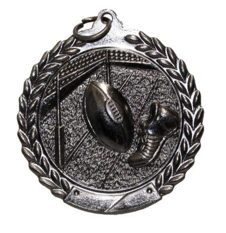 45mm SCULPTED MEDAL - RUGBY - ANTIQUE SILVER
