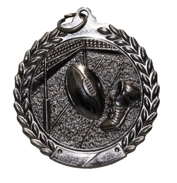 45mm SCULPTED MEDAL - RUGBY - ANTIQUE SILVER