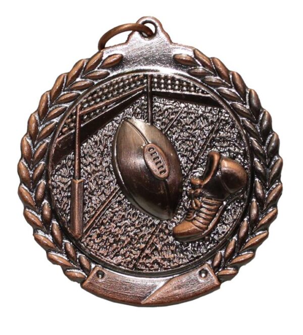 45mm SCULPTED MEDAL - RUGBY - BRONZE
