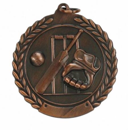 45mm SCULPTED MEDAL - CRICKET - BRONZE