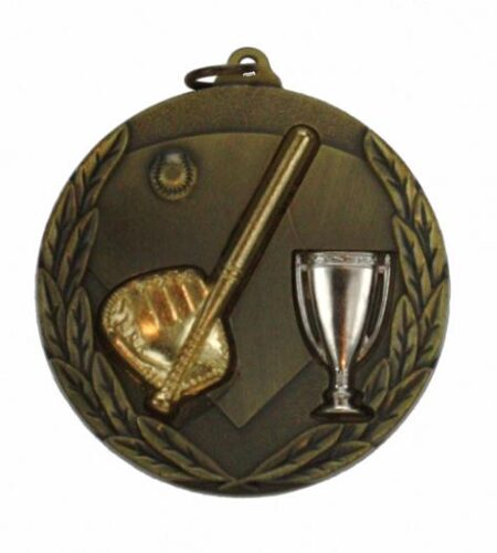TRI COLOURED MEDAL - BASEBALL - ANTIQUE GOLD